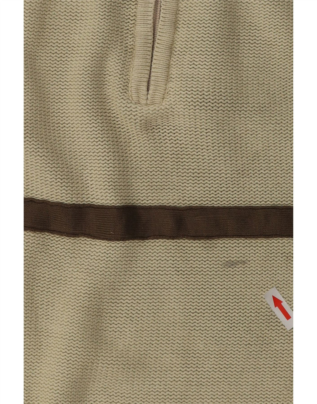 Weird Fish Herren-Pullover mit Reißverschluss am Hals, Mittelbeige, gestreift, Baumwolle