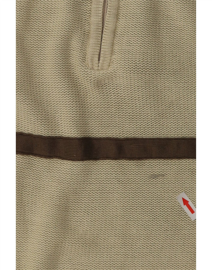Weird Fish Herren-Pullover mit Reißverschluss am Hals, Mittelbeige, gestreift, Baumwolle