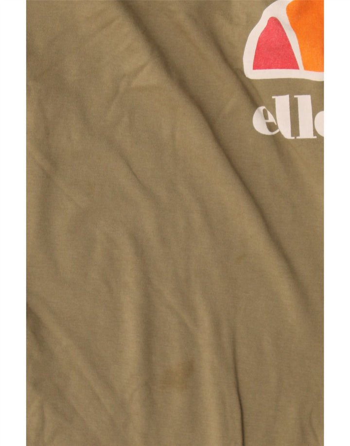 Ellesse Damen Übergroßes Grafik-T-Shirt-Oberteil UK 12 Medium Khaki Colourblock