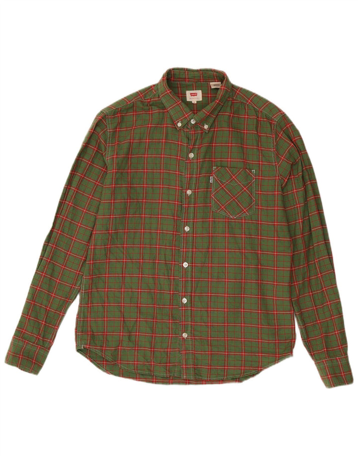 Levi's Herrenhemd aus mittelgrüner Karo-Baumwolle