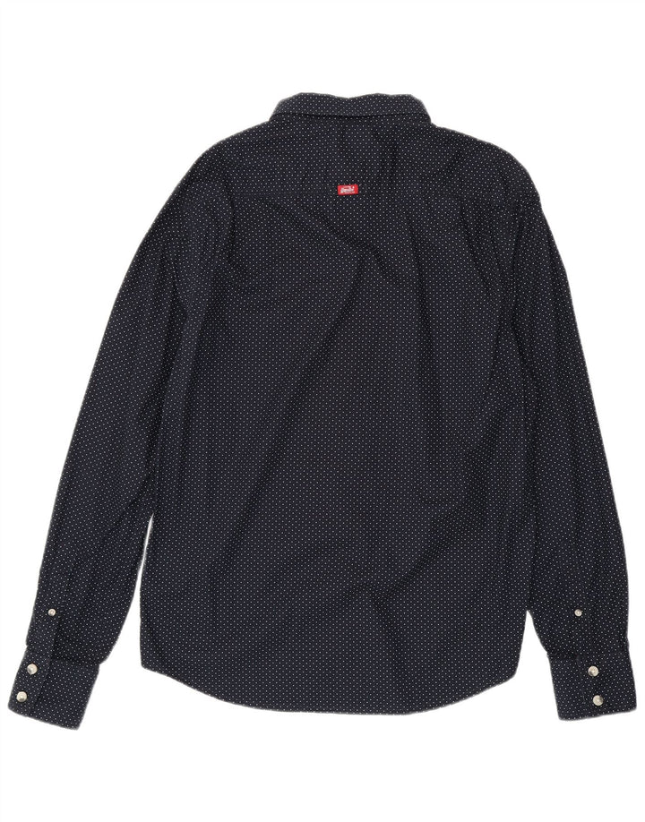 Superdry Herren-Hemd XL, marineblau, gepunktet, Baumwolle