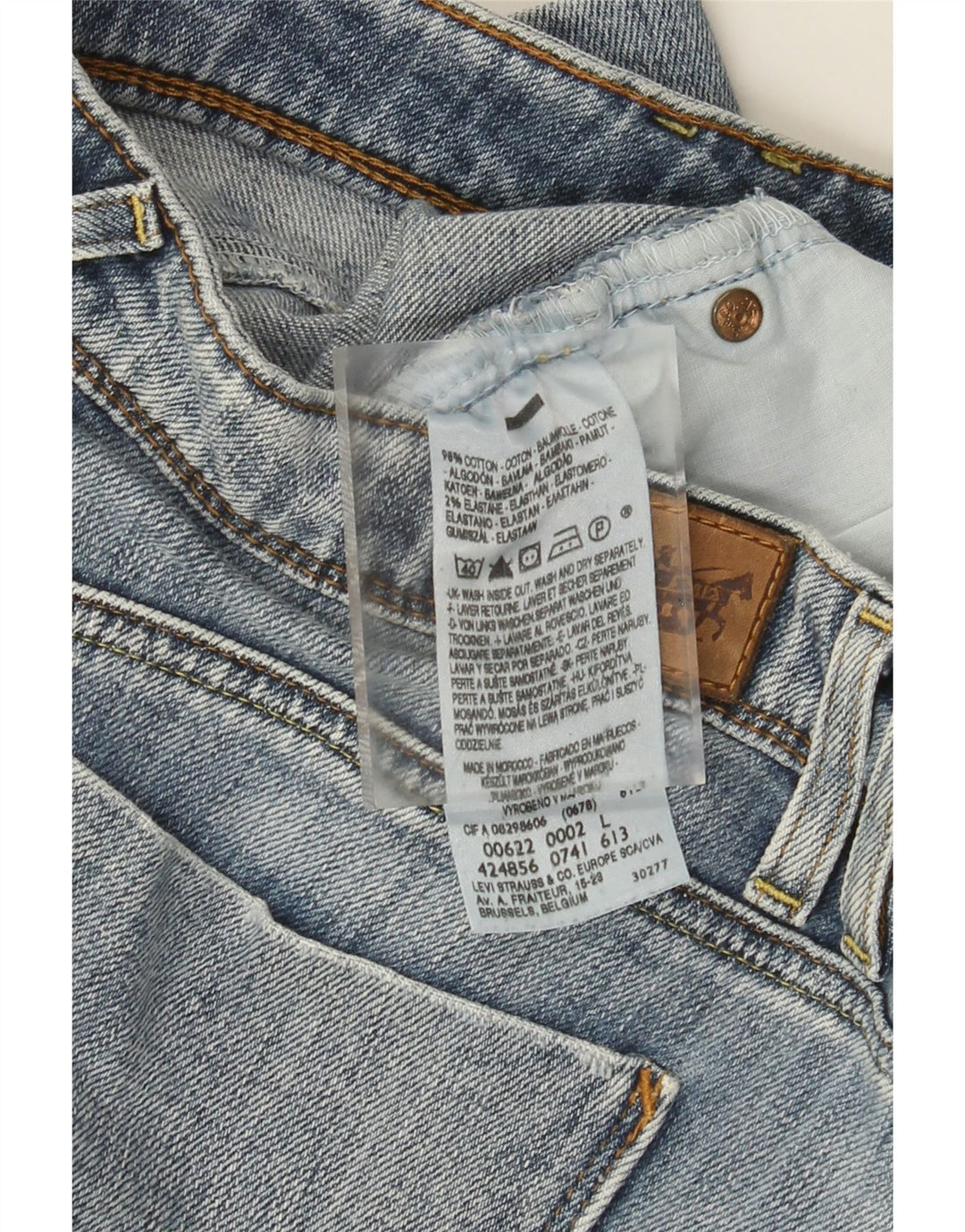 LEVI'S Damen-Mini-Jeansrock, Größe L, W34, Blau, Baumwolle