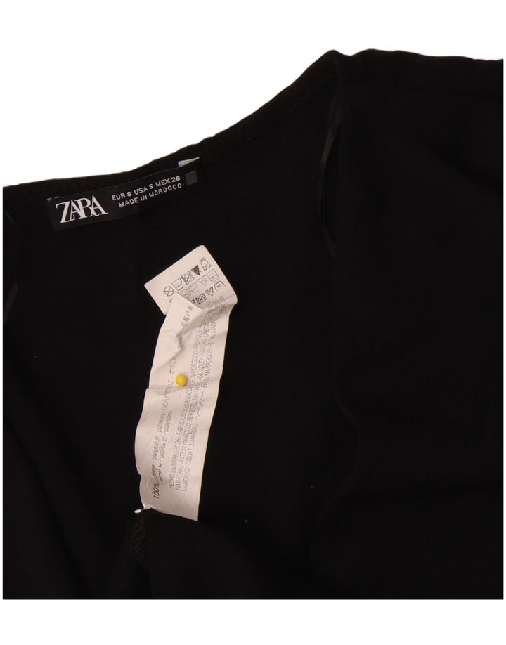 Zara Damen Langarm-Etuikleid UK 10 Small Schwarz Polyester