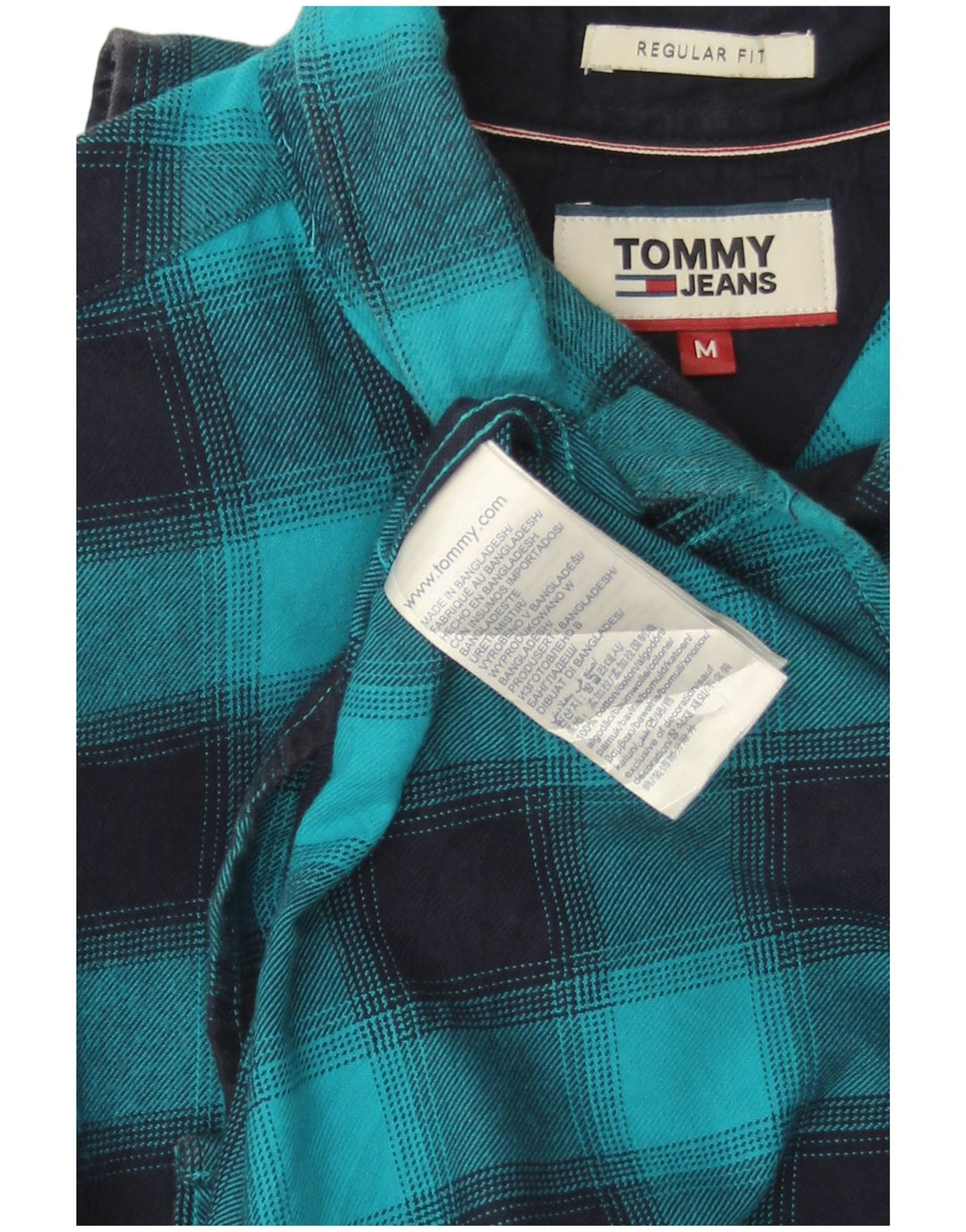 TOMMY HILFIGER Herren-Flanellhemd mit normaler Passform, mittelblau karierte Baumwolle