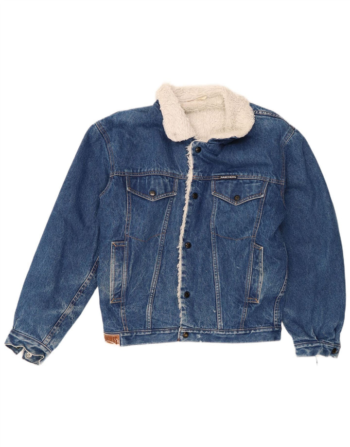 Vintage Herren Denim Sherpa Jacke UK 38 Mittelblau