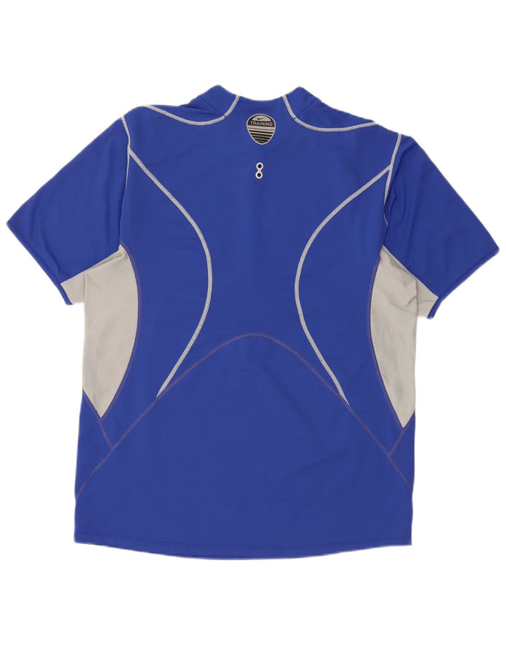 Nike Herren-T-Shirt mit Reißverschluss am Hals, UK 39/41, mittelblaues Colourblock-Polyester