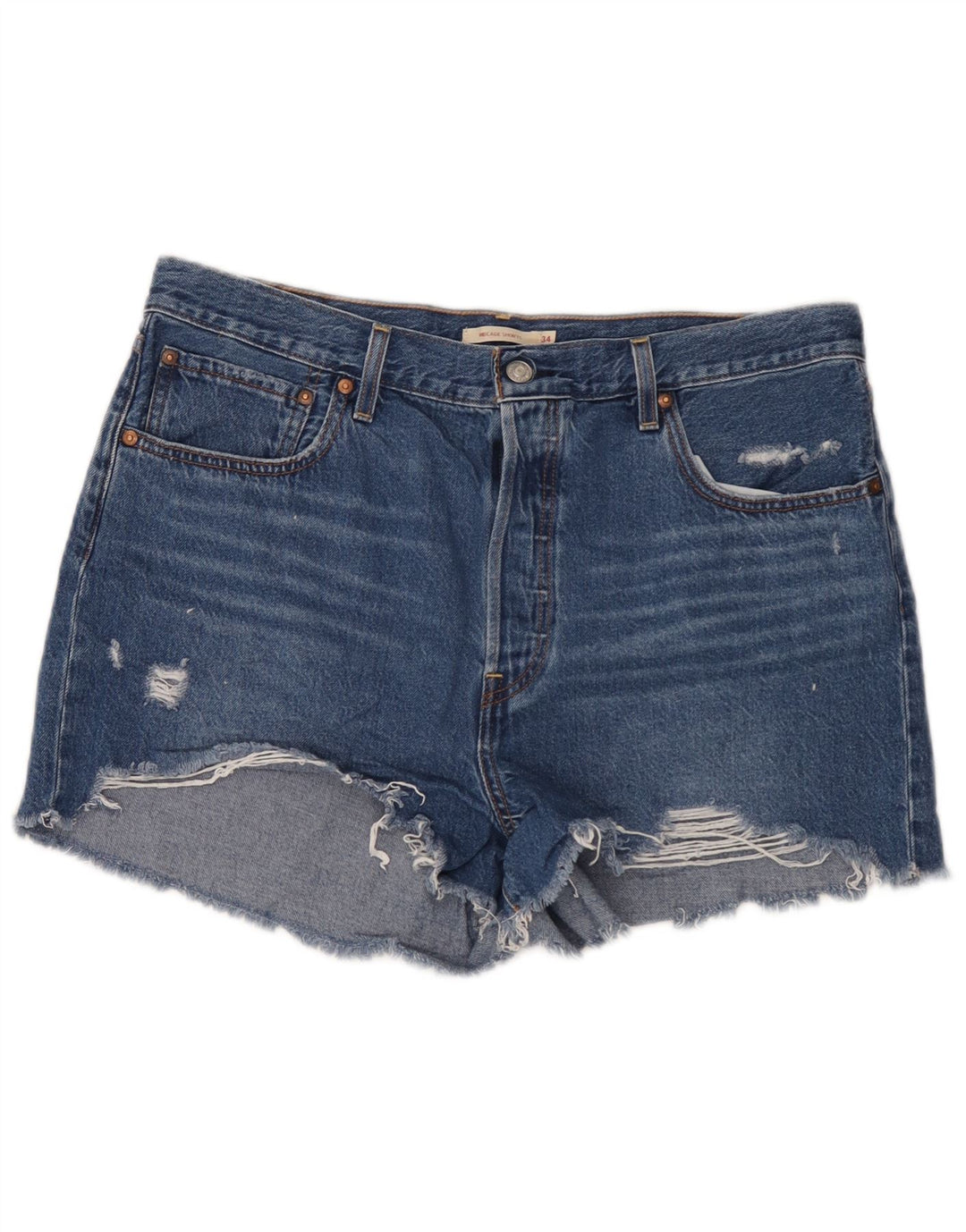 Levi's Damen Ribcage Distressed Denim Shorts W34 Large Blau