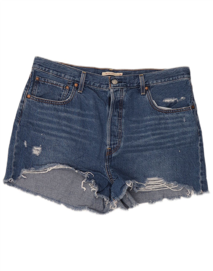 Levi's Damen Ribcage Distressed Denim Shorts W34 Large Blau
