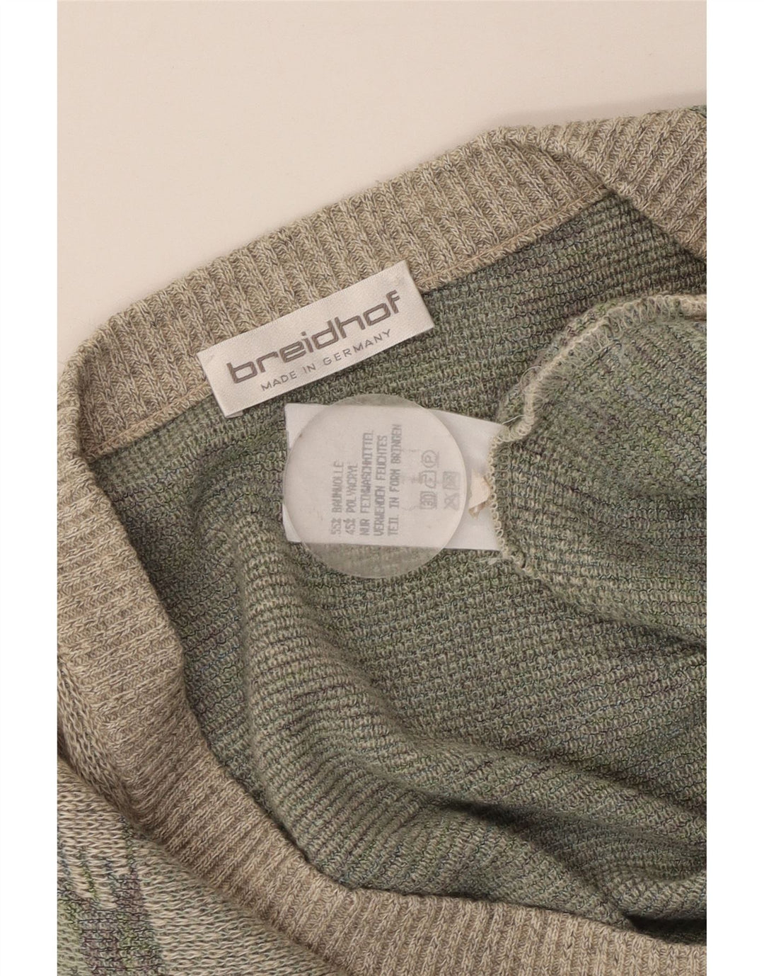 BREIDHOF Herren-Strickjacke, EU 54, XL, grüne geometrische Baumwolle