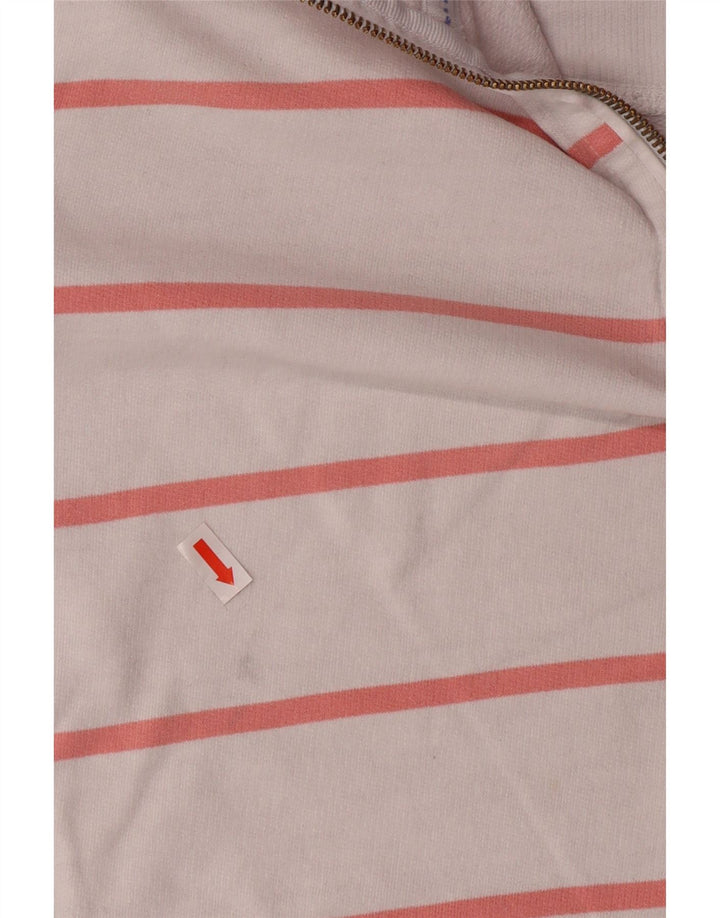 CREW CLOTHING Damen-Sweatshirt mit Reißverschluss am Hals, UK 12, mittelweiß gestreift