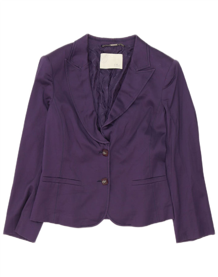 Byblos Damen 2-Knopf-Rock-Set US 12 Large W32 Lila Baumwolle