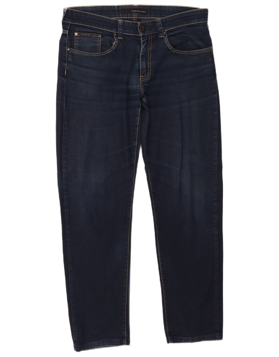 Calvin Klein Damen Slim Jeans W33 L29 Marineblau Baumwolle
