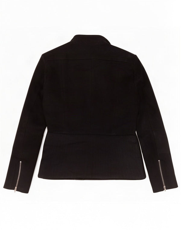 Reiss Damen Bikerjacke UK 10 Small Schwarze Wolle