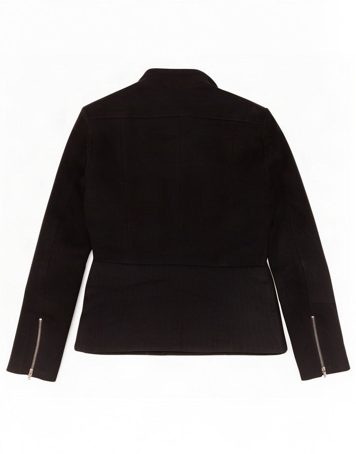 Reiss Damen Bikerjacke UK 10 Small Schwarze Wolle