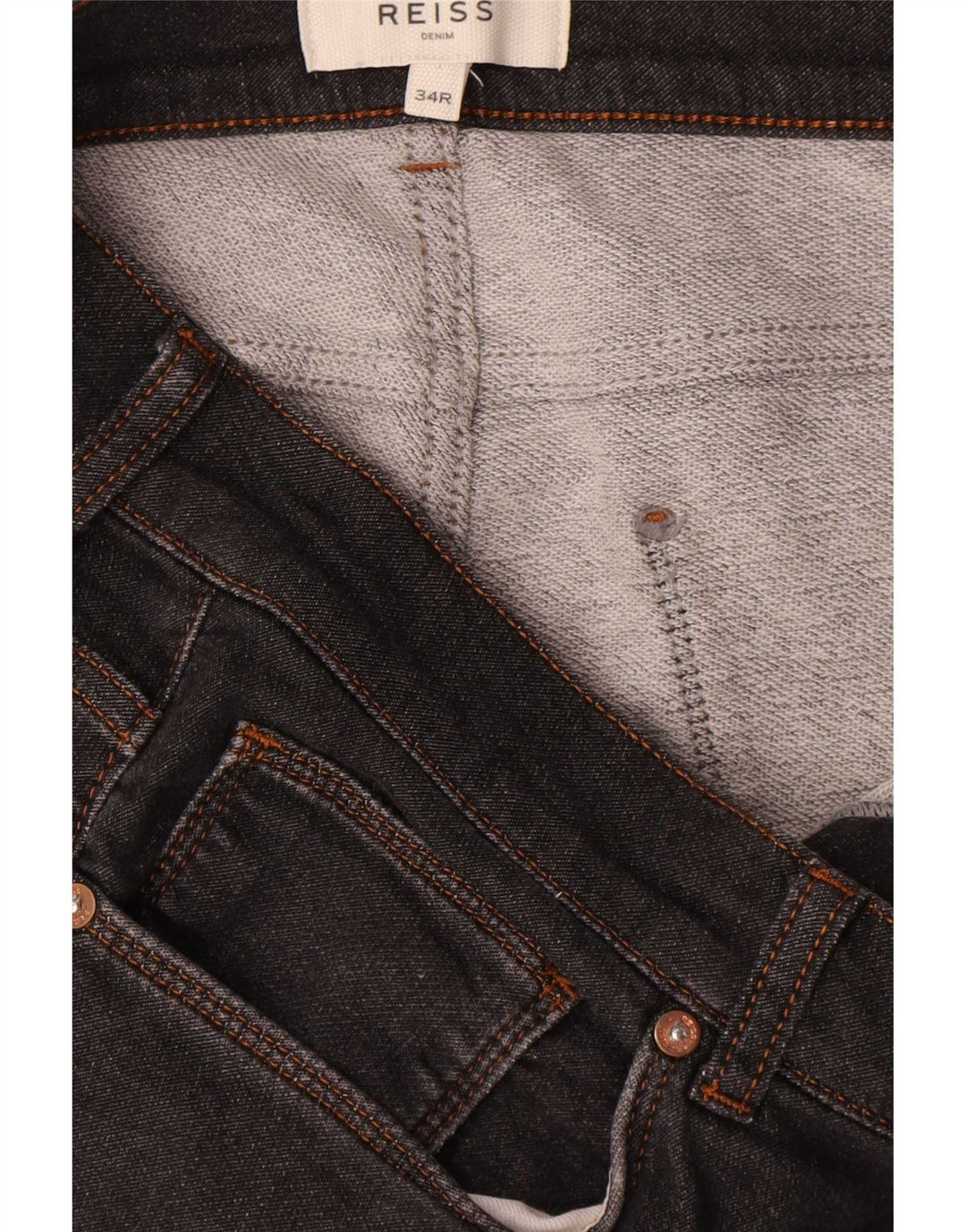 Reiss Damen Slim Jeans W34 L30 Schwarze Baumwolle