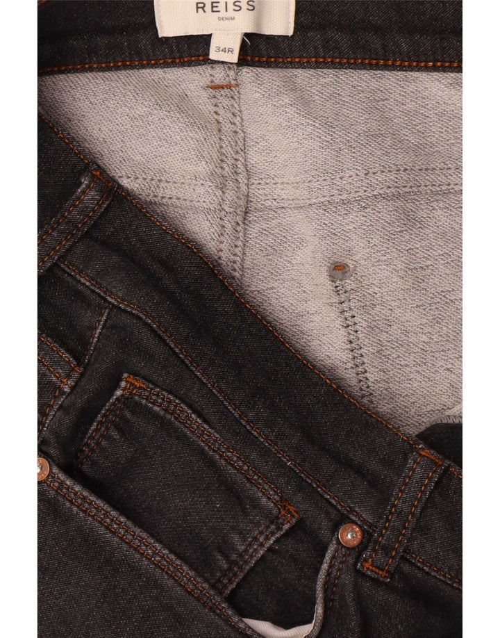 Reiss Damen Slim Jeans W34 L30 Schwarze Baumwolle