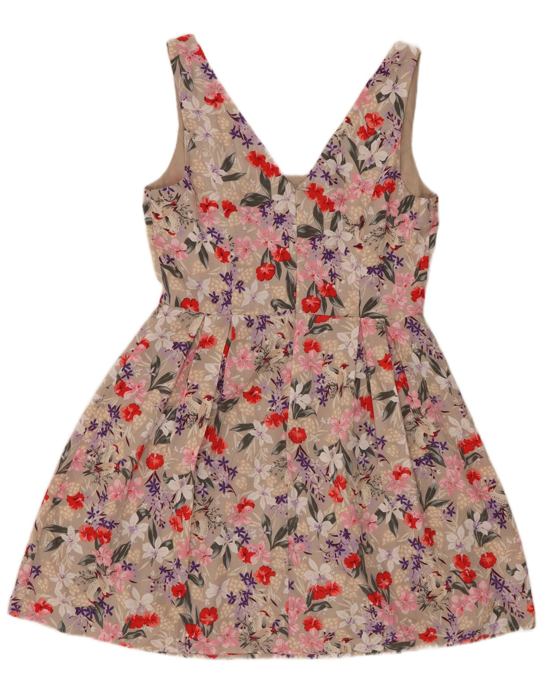 Oasis Damen-Sommerkleid, UK 12, Mittelbeige, geblümtes Polyester