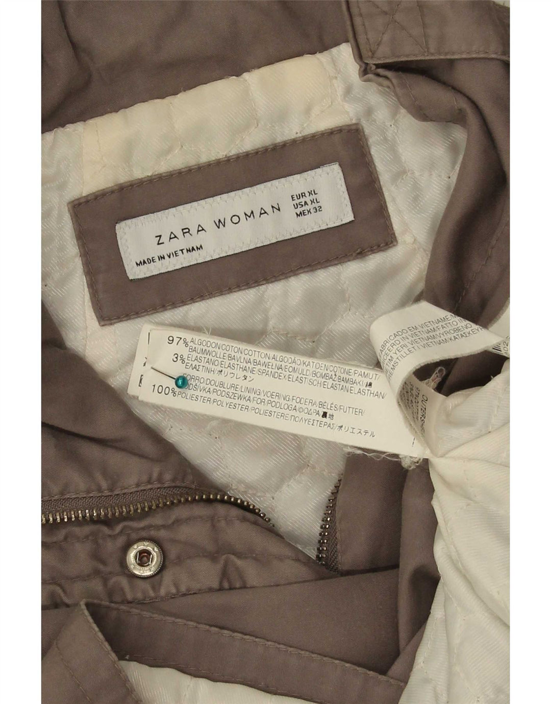 Zara Damen Militärjacke UK 18 XL Graue Baumwolle