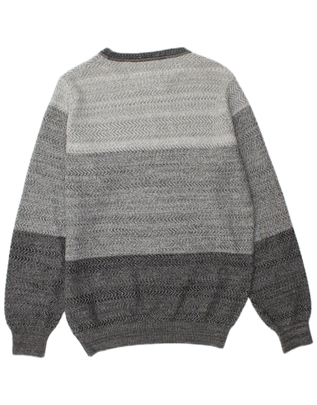 DANIEL HECHTER Mens Crew Neck Jumper Sweater Large Grey Chevron Cotton