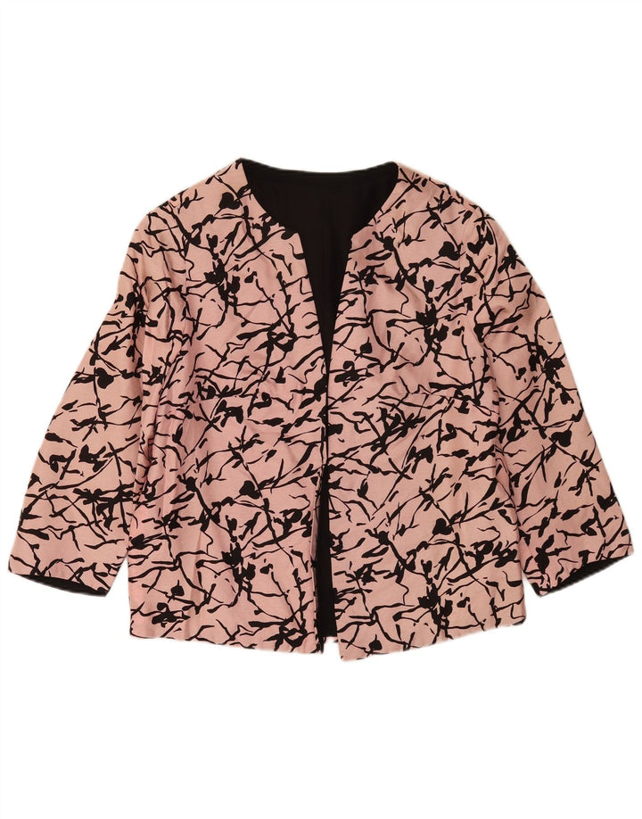 Vintage Damen-Blazer mit abstraktem Muster, 3/4-Ärmel, Gr. 16, groß, Rosa
