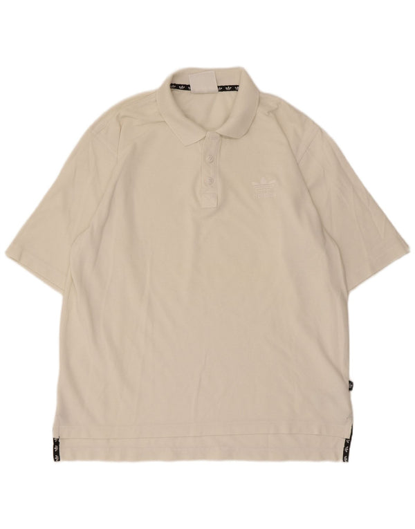 Adidas Herren Poloshirt UK 42/44 Large Off White Cotton