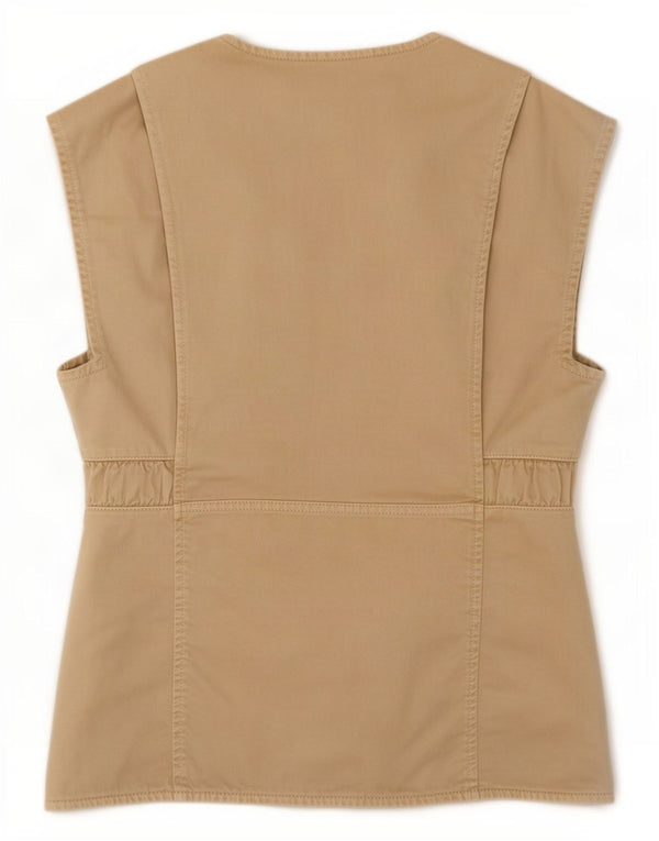Zara Damen Utility Gilet UK 10 Small Beige Baumwolle