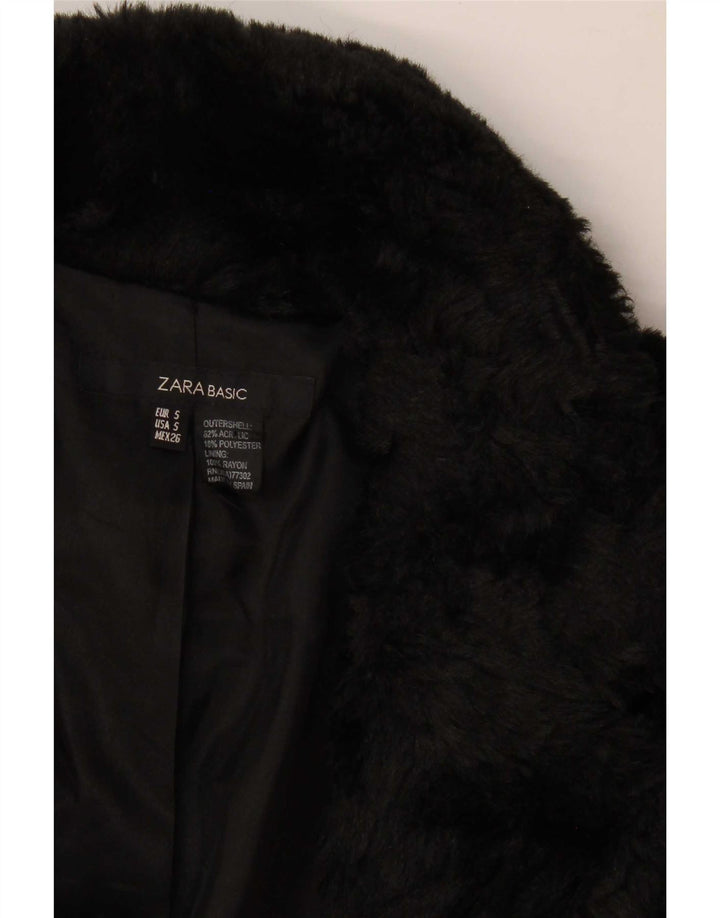 Offene Kunstpelzjacke für Damen von Zara, UK 10, Small, Schwarz, Acryl
