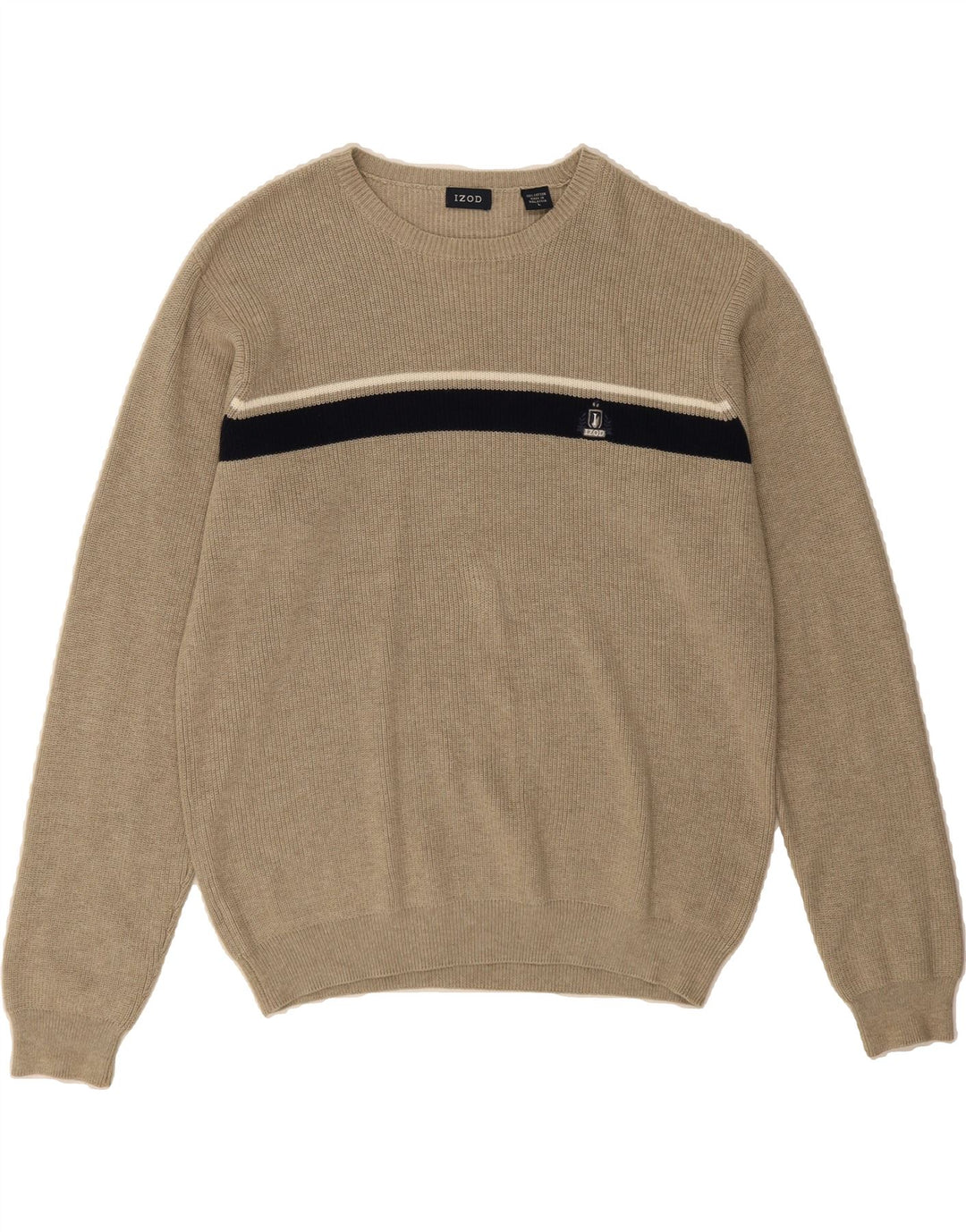 IZOD Mens Crew Neck Jumper Sweater Large Beige Cotton Vintage Izod and Second-Hand Izod from Messina Hembry 