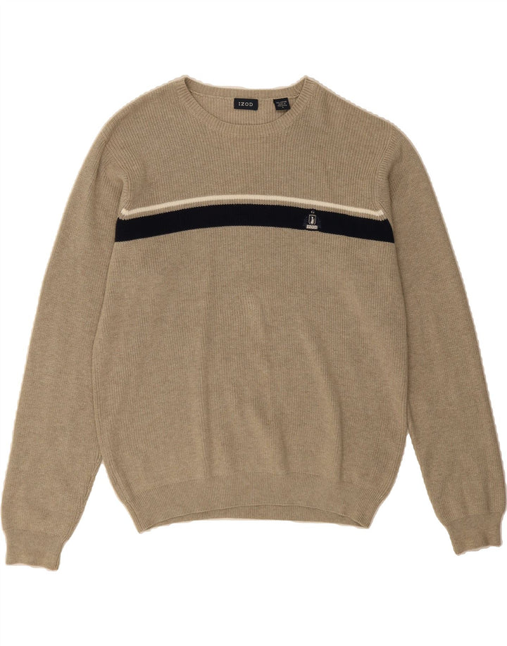 IZOD Mens Crew Neck Jumper Sweater Large Beige Cotton Vintage Izod and Second-Hand Izod from Messina Hembry 