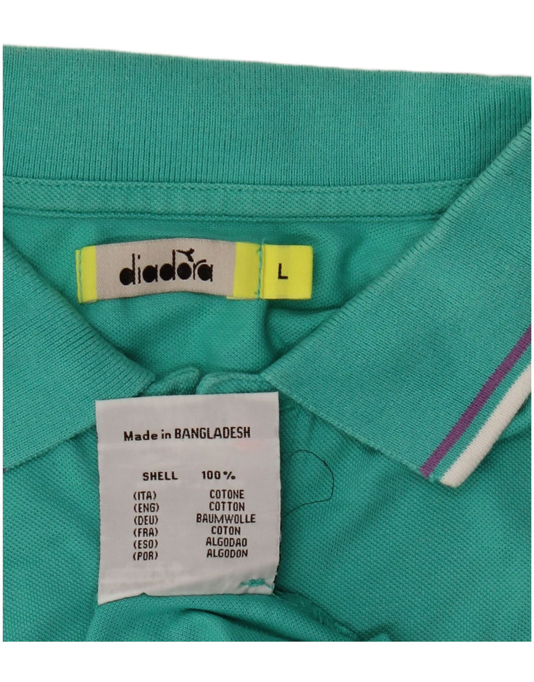 Diadora Herren-Poloshirt, große türkisfarbene Baumwolle