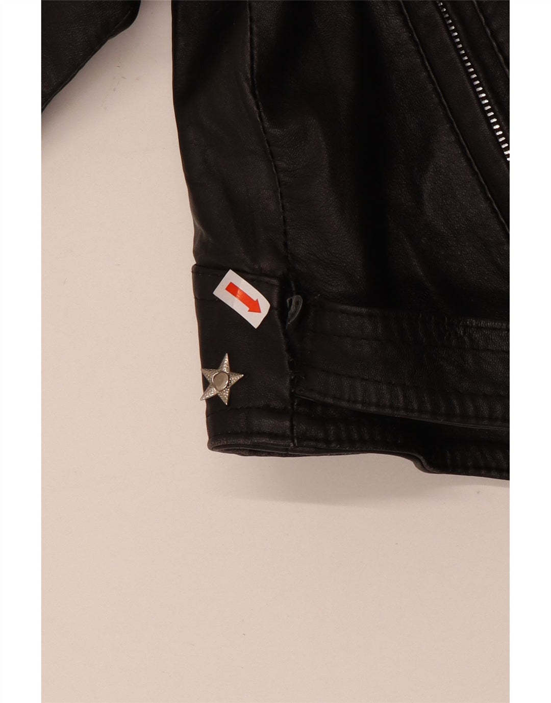 Vintage Damen Crop Leder Bikerjacke UK 12 Mittelschwarzes Leder