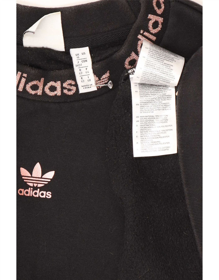Adidas übergroßer Damen-Sweatshirt-Pullover, Gr. 16, Größe L, Schwarz, Baumwolle