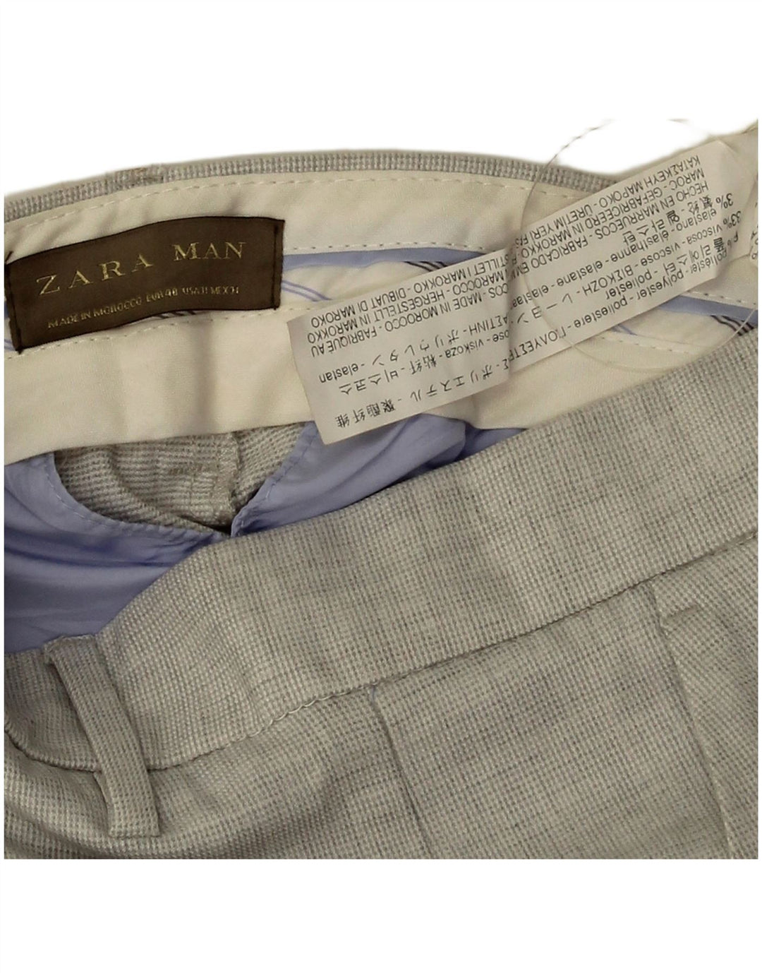 Zara Herren Pegged Chino Hose EU 40 Medium W31 L24 Grau Polyester