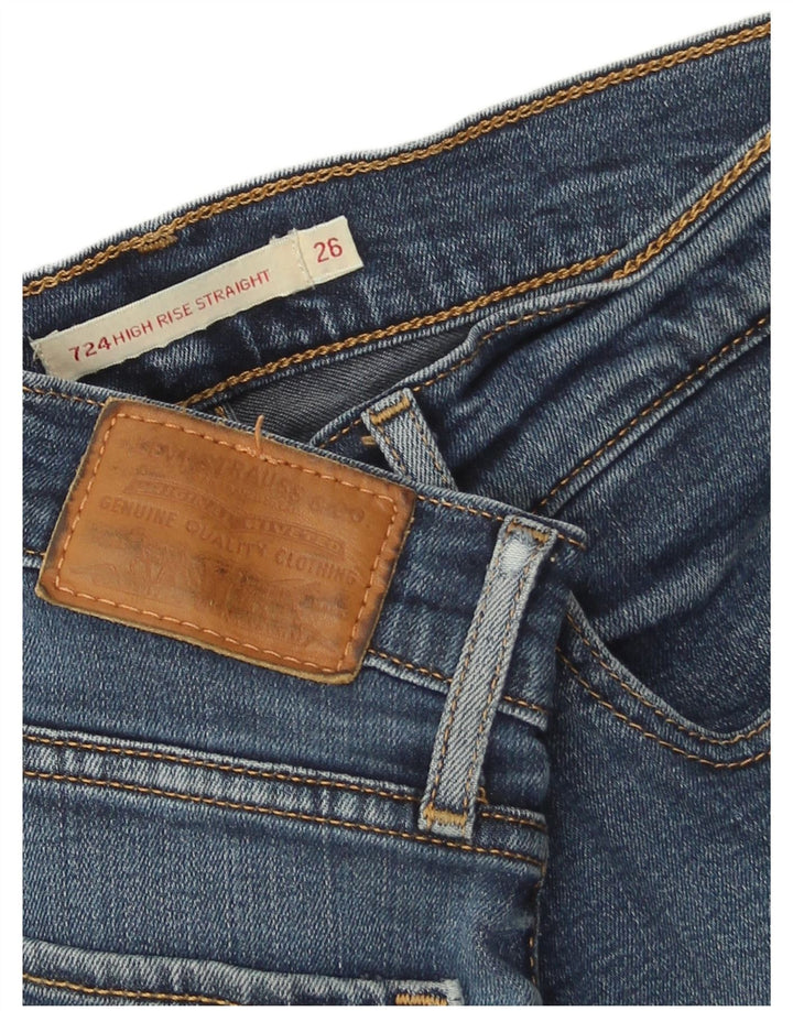 Levi's Damen 724 High Rise Straight Jeans W26 L32 Blau Lyocell