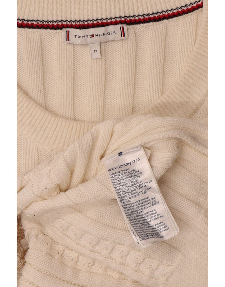 Tommy Hilfiger Damen Pullover mit grafischem Rundhalsausschnitt, UK 14, Mittelweiß