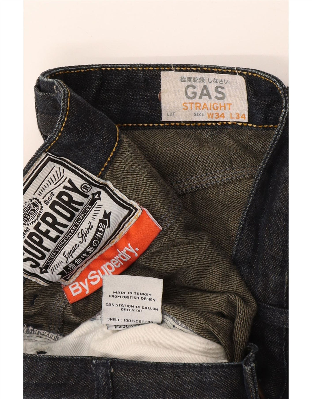 Superdry Herren Straight Jeans W34 L34 Marineblau Baumwolle
