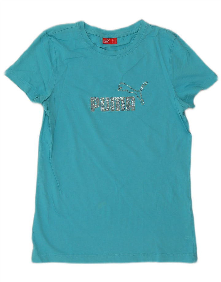 Puma Damen Graphic T-Shirt Top UK 12 Mittelblau