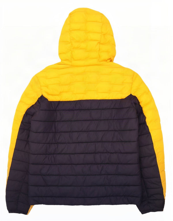 Superdry wattierte Herrenjacke mit Kapuze, UK 38, Mittelgelb, Farbblock