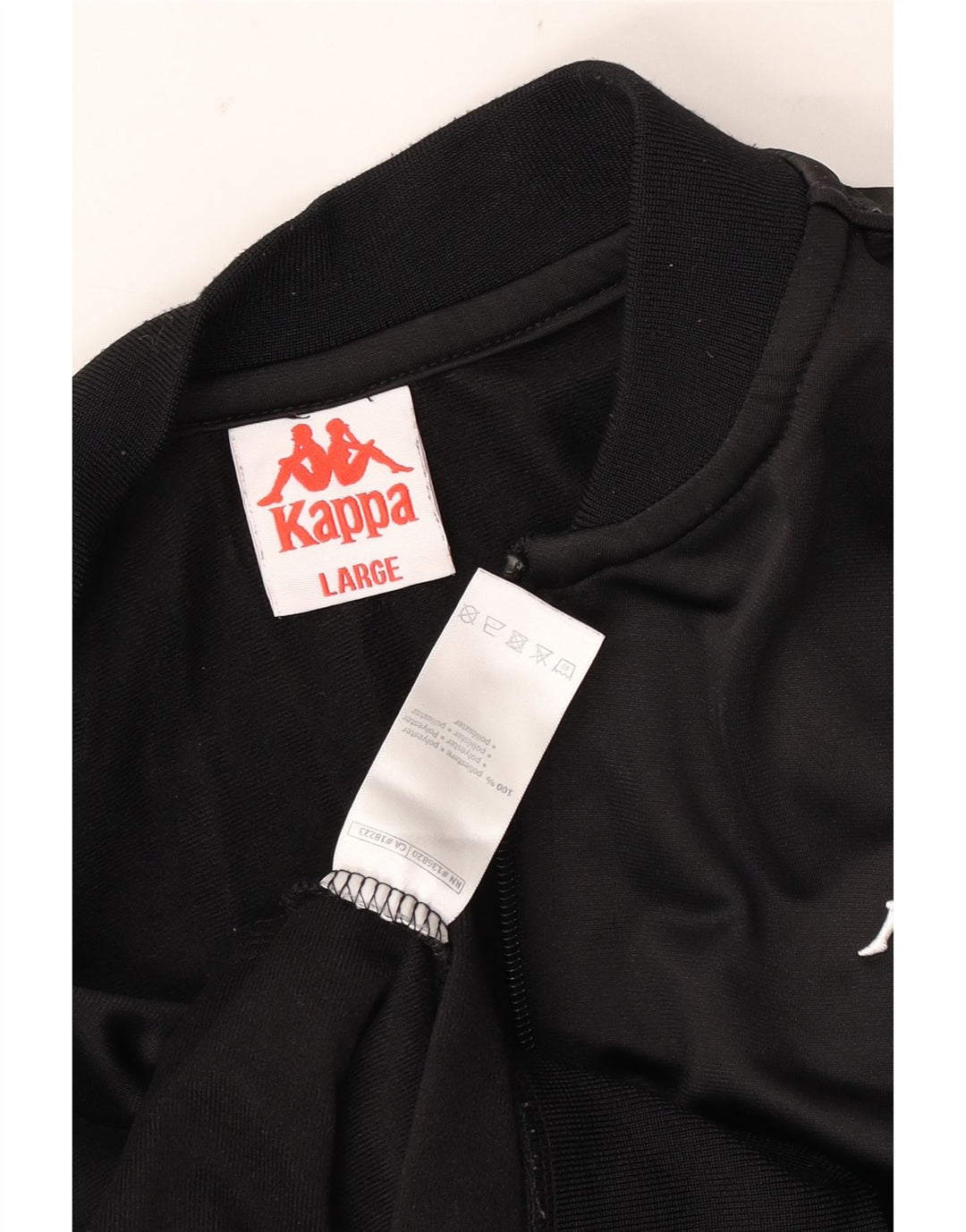 Kappa Herren-Trainingsanzug mit grafischem Oberteil, groß, aus schwarzem Polyester