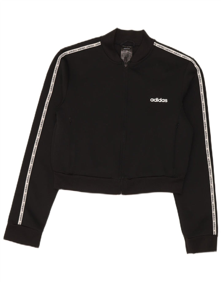 Adidas Damen Climalite Crop Trainingsanzug Top Jacke UK 12/14 Medium Schwarz