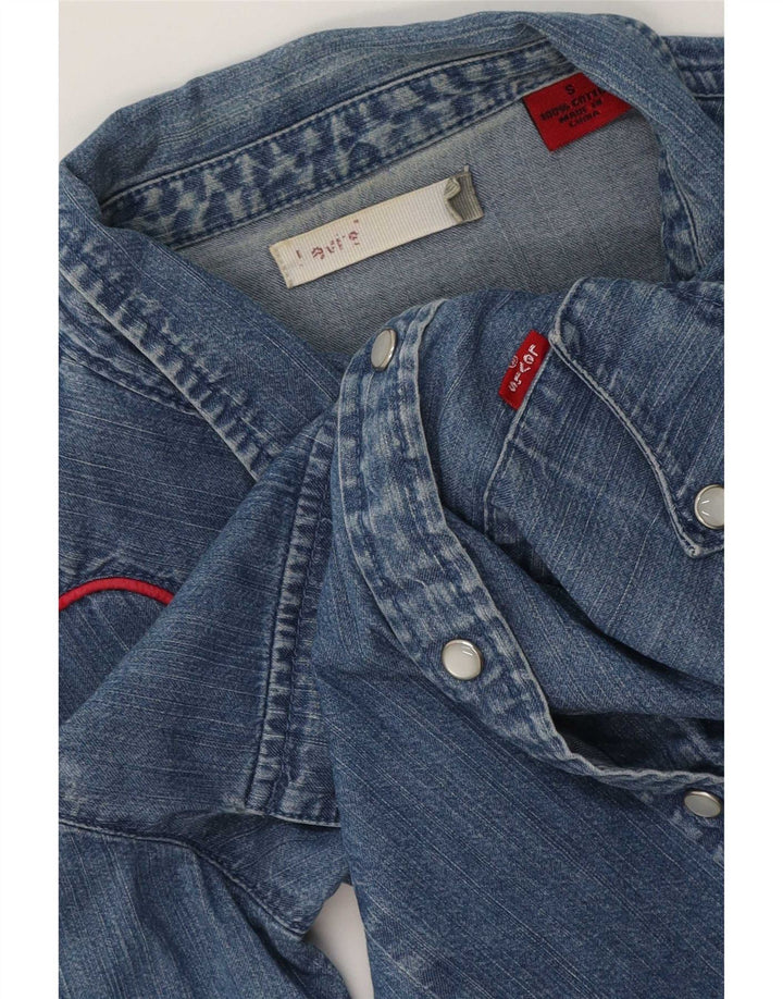 Levi's Damen Jeanshemd UK 10 Small Blau Baumwolle