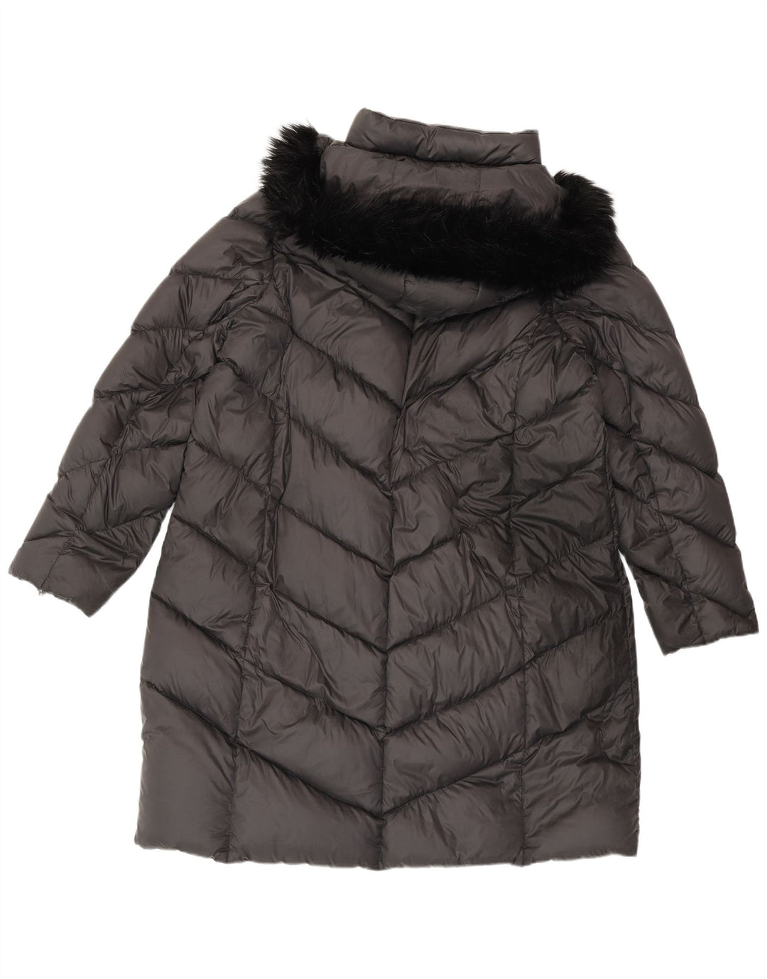 MICHAEL KORS Wattierter Damenmantel mit Kapuze, UK 18 XL, graues Nylon