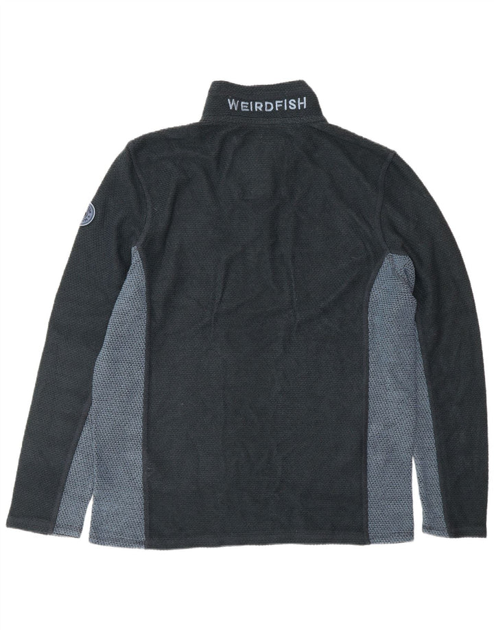 WEIRD FISH Herren-Sweatshirt mit Reißverschluss am Hals, XL, Marineblau, Farbblock