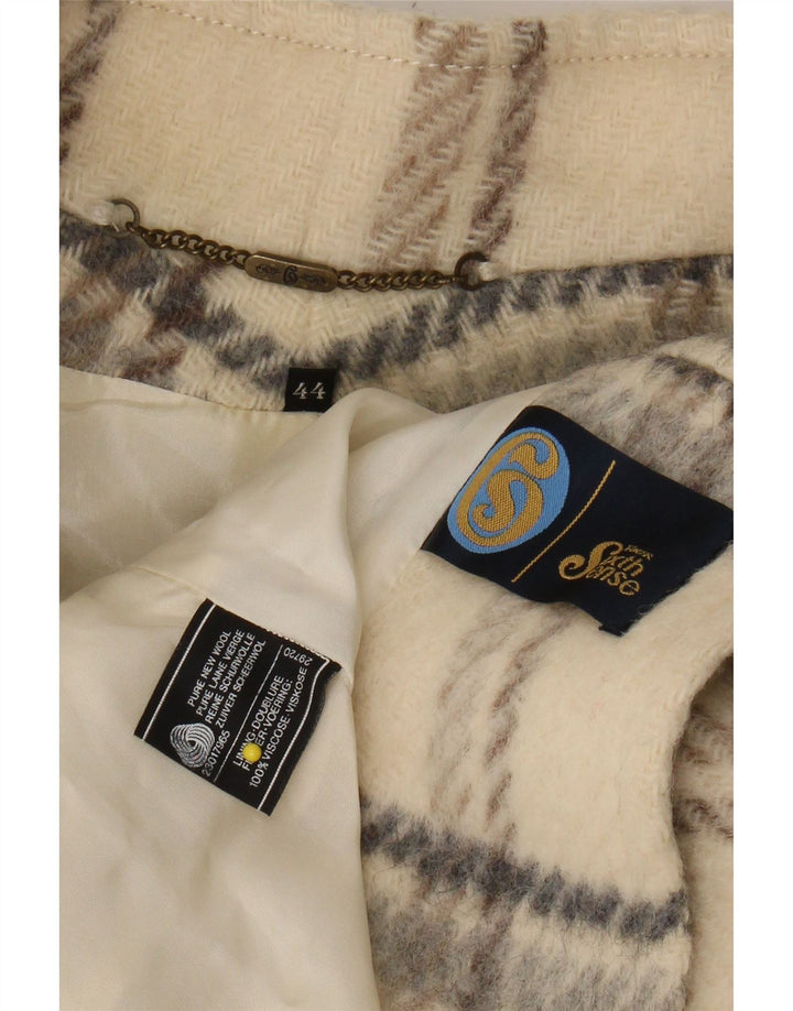 YOUR SIXTH SENSE Womens Double Breasted Coat EU 44 XL Beige Check Vintage Your Sixth Sense and Second-Hand Your Sixth Sense from Messina Hembry 