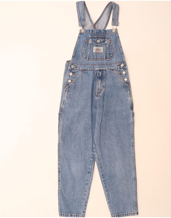 Express-Latzhose für Mädchen, schmal zulaufende Jeans, 11–12 Jahre, blaue Baumwolle