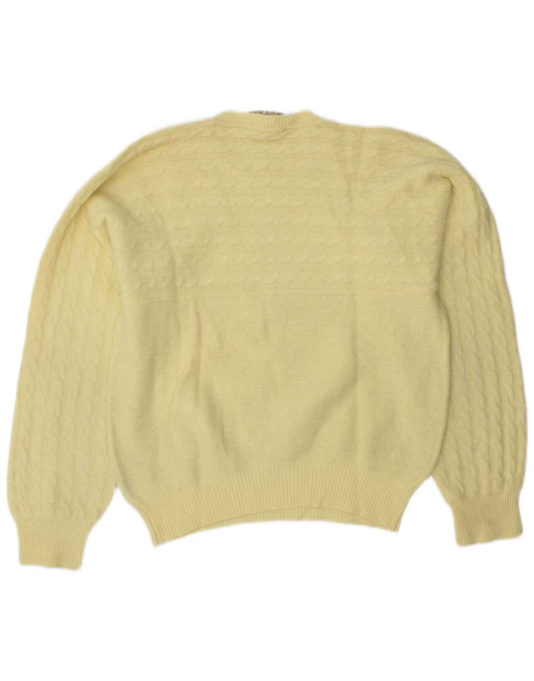 VINTAGE Damen Pullover mit Rundhalsausschnitt UK 14 Mittelgelbe Schurwolle