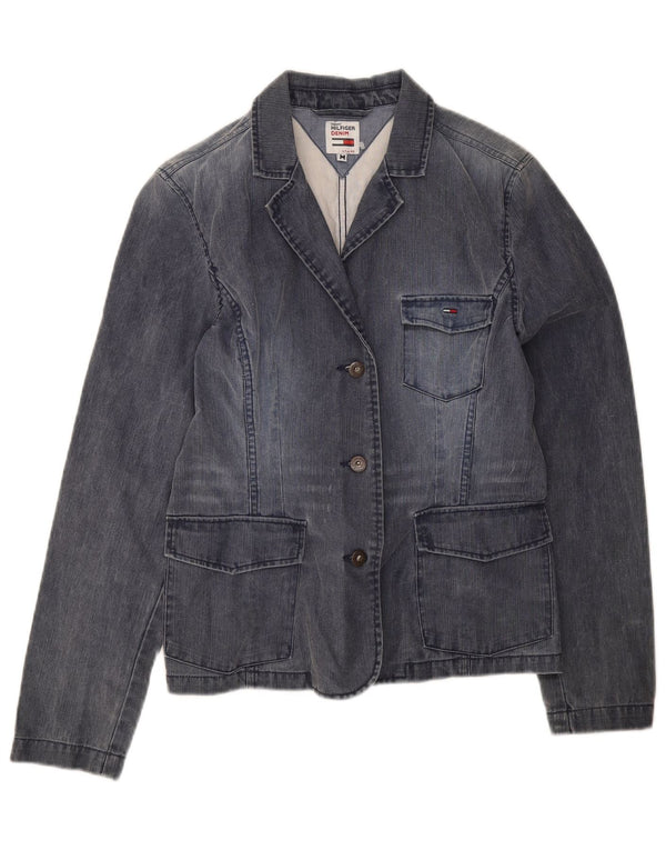 Tommy Hilfiger Damen-Denim-Blazer mit 3 Knöpfen, UK 12, mittleres Marineblau