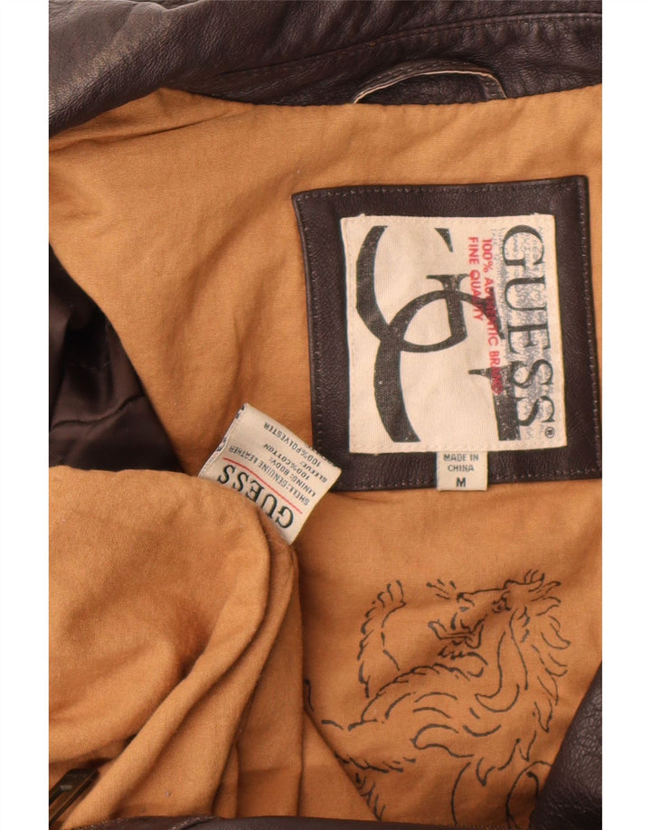 Guess Herren-Lederjacke UK 38 Mittelbraunes Leder