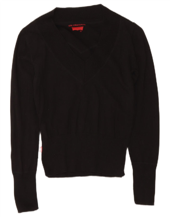 Levi's Damen-Pullover mit V-Ausschnitt, UK 12, mittelschwarz, Baumwolle