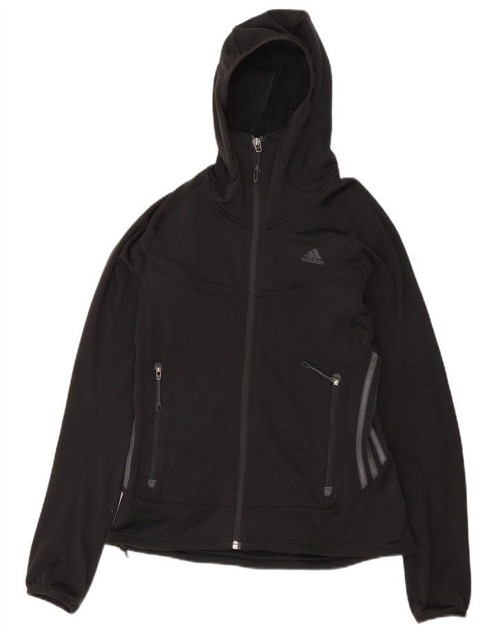 Adidas Damen Zip Hoodie Pullover UK 10 Small Schwarz Polyester